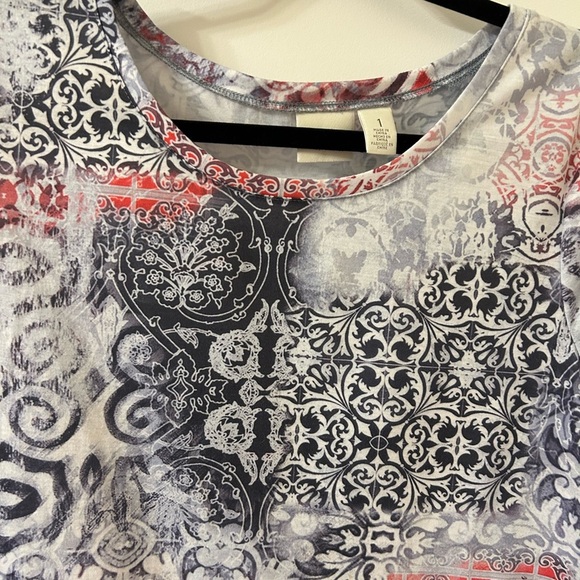 Chico's Black and Red Graphic Short Sleeve T-Shirt - Picture 2 of 5